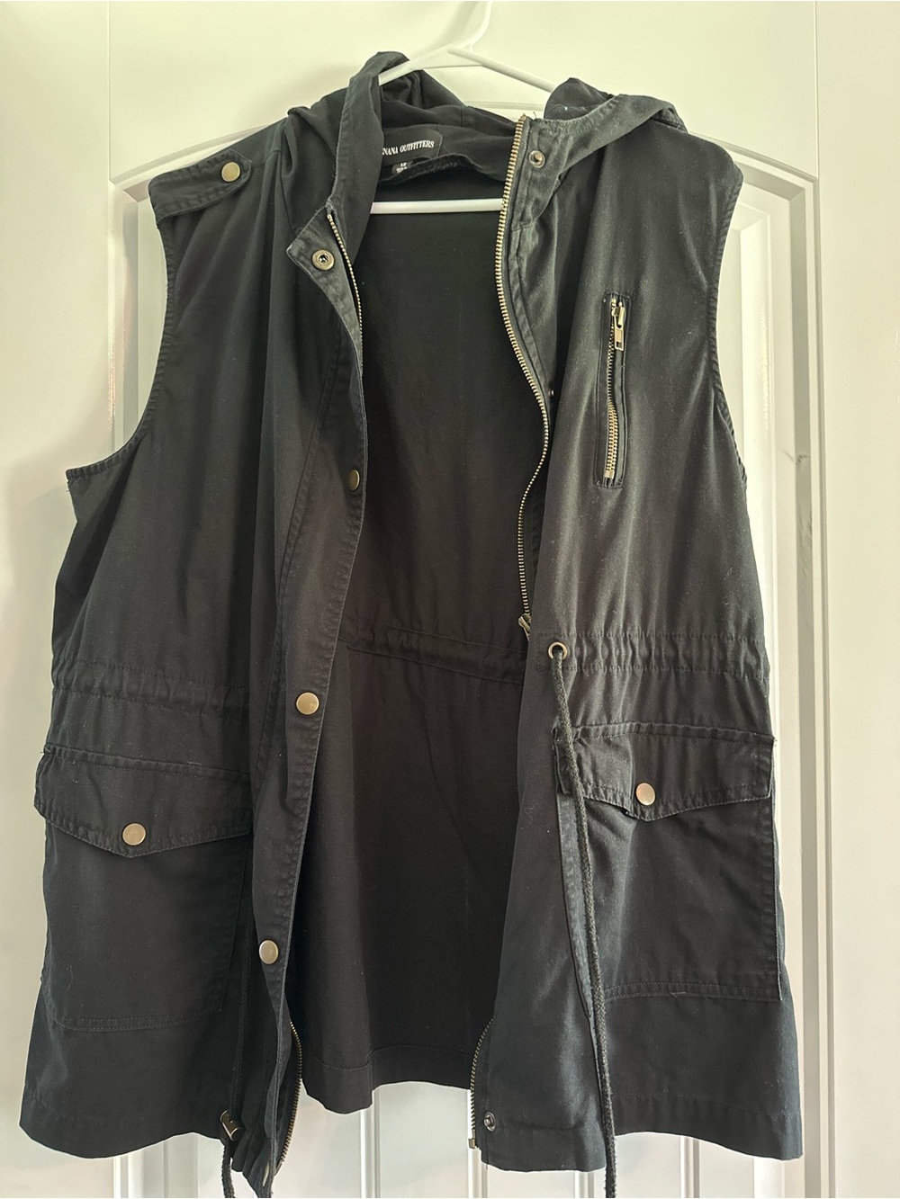 Zenana Outfitters Black Hooded Utility Vest 1x